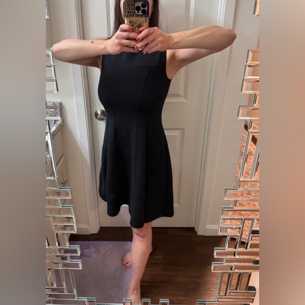 Black Dress, Anthropologie, Size M, Sleeveless, Knee-Length. Zippered Back.